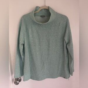 T by Talbots Mint Green Fleece Cowl Neck Pullover Sweatshirt Activewear Size L